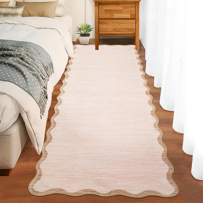 GarveeHome Scalloped Washable Runner Rug 2x6 Non Slip Kitchen Rugs Modern Beige by GarveeHome