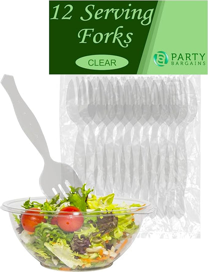PARTY BARGAINS Disposable Clear Plastic Serving Forks 8.75 Inch – Heavy Duty by PARTYBARGAINS