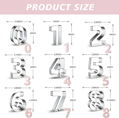 ZADE Number Cookie Cutters 9 Pcs, 4 Inch Stainless Steel Number Cookie Cutters - Image 2