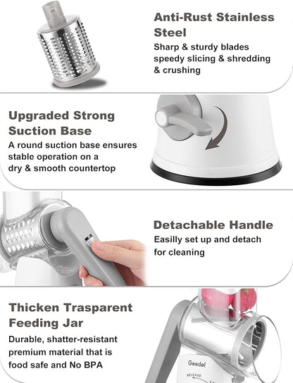 Geedel Rotary Cheese Grater Cheese Shredder - Image 6