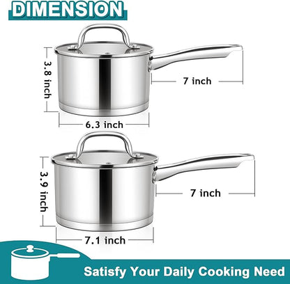 E-far Stainless Steel Saucepan - 2QT & 3QT - Image 2