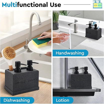 Kitchen Soap Dispenser Set, Hand and Dish Soap Dispenser, Sponge Caddy and - Image 5