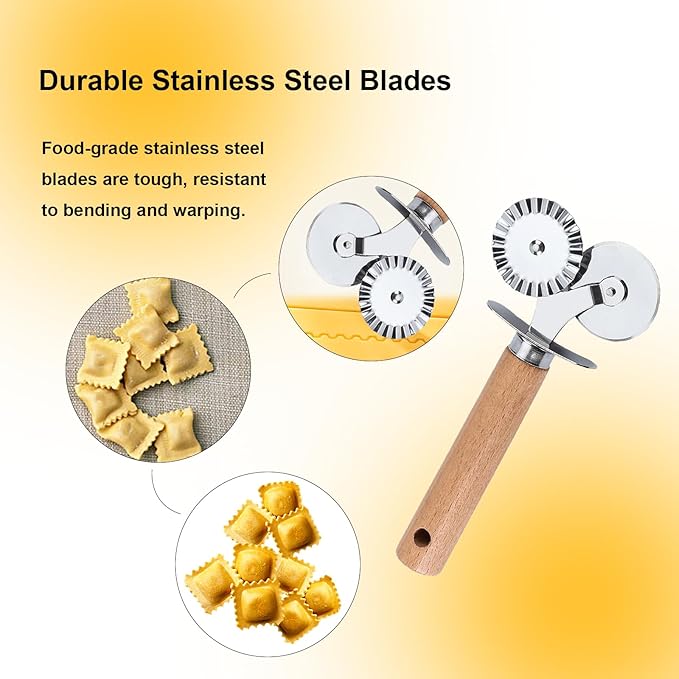 Pastry Double Cutter Wheel, 2 Pack Pasta Cutter Wheel, Dual-Head Baking Tool - Image 3