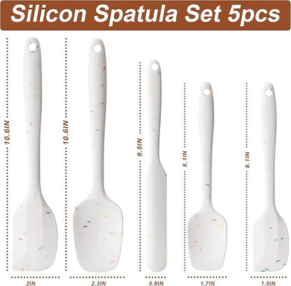 Silicone Spatula Set, 5 Piece Food Grade Rubber Spatulas - Image 2