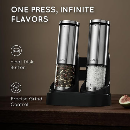 Flendy Electric Salt and Pepper Grinder Set Rechargeable, Automatic Salt and - Image 2