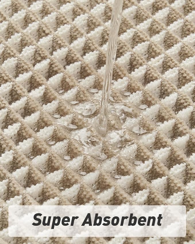 AMOAMI Waffle Bath Mats for Bathroom Bathroom Rugs Set of 2 Waffle Bathroom Mat - Image 3
