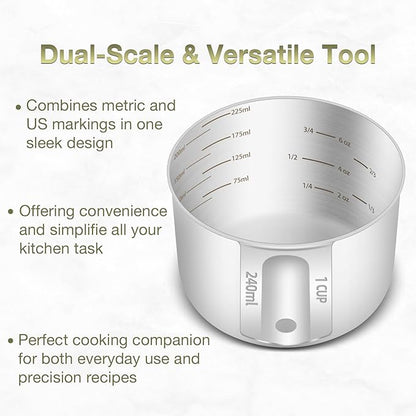 1PCS 1Cup Single Measuring Cup, Etched Inner Scale Stainless Steel Measure Scoop - Image 4
