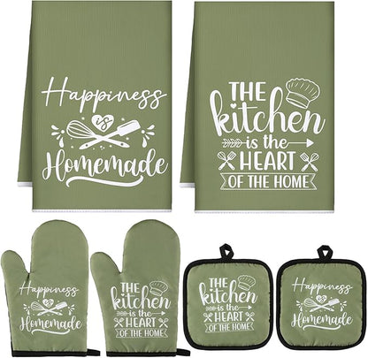 Sratte 6 Pcs Kitchen Decor Accessories Set Farmhouse Towels Pot Holders Oven by Sratte