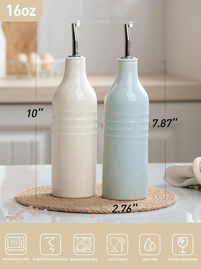 famiware Jupiter 16oz Ceramic Olive Oil Dispenser Bottle, Oil and Vinegar - Image 4