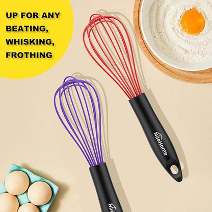 NileHome Silicone Whisk Set, 3 Pack Kitchen Whisk 10" Kitchen Wisk Wire Whisks - Image 7