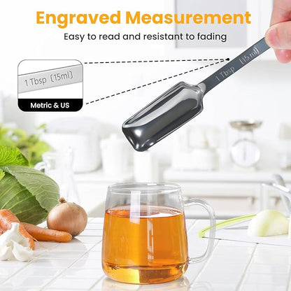 Stainless Steel Measuring Spoons Set of 13, Includes 7 Rectangular Measuring - Image 4