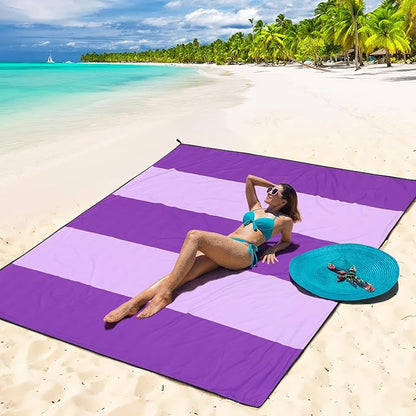 WIWIGO Beach Blanket Waterproof Sandproof Beach Mat 79" X 83"/10'x9'for 2-8 - Image 5