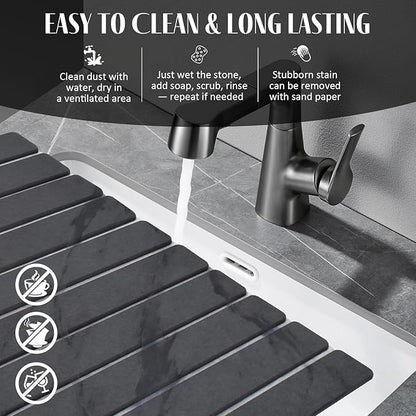 2 PCS Stone Dish Drying Mat for Kitchen Counter, Fast Drying Collapsible Dish - Image 6