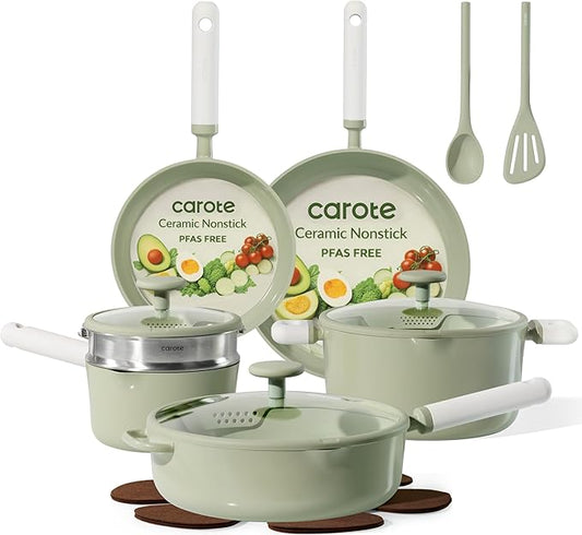 CAROTE Pots and Pans Set Non stick, Dishwasher, RV/Camping Cookware Set by CAROTE