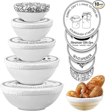 Patelai 10 Pcs Bowl Covers Reusable in 5 Size Stretch Cloth Fabric Elastic Food by Patelai