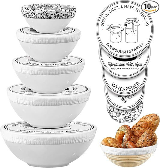 Patelai 10 Pcs Bowl Covers Reusable in 5 Size Stretch Cloth Fabric Elastic Food by Patelai