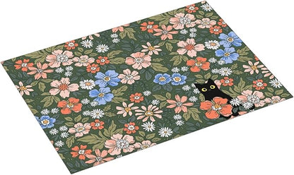 Black Cat Floral Dish Drying Mat - Image 2
