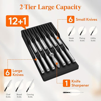 Lifewit Magnetic Drawer Knife Organizers Insert, Kitchen Plastic In Drawer - Image 3