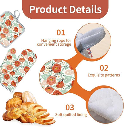 3 Pcs Kitchen Stuff, Kitchen Oven Mitts and Pot Holders Sets - Image 2