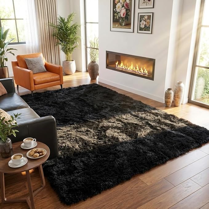 Mugorn Black Area Rugs 10x14 Living Room, Large Fluffy Rugs - Image 6