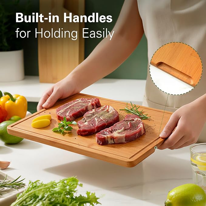 Zarler Bamboo Cutting Boards for Kitchen, 15.5x10.5 Durable Wood Cutting Board - Image 5