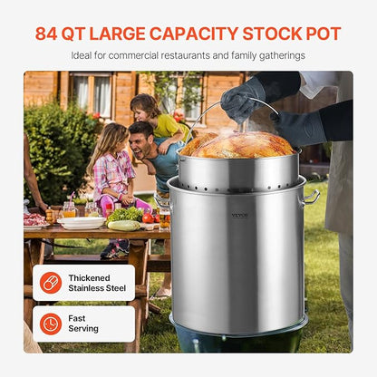 VEVOR Stainless Steel Stockpot, 100 Quart Large Cooking Pots, Cookware Sauce Pot - Image 2