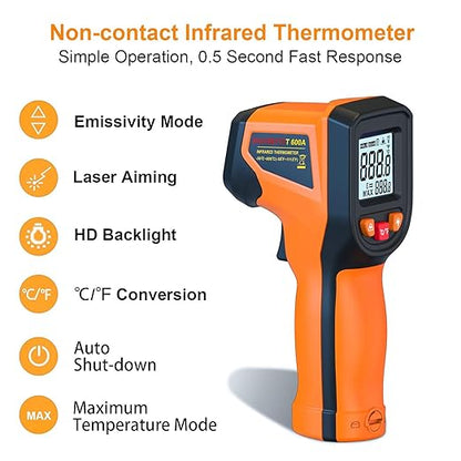 DEASOMIYE Infrared Thermometer Gun, -58°F~1112°F Laser Thermometer Temperature - Image 8
