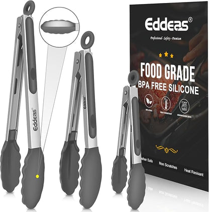 Kitchen Tongs with Silicone Tips by Eddeas