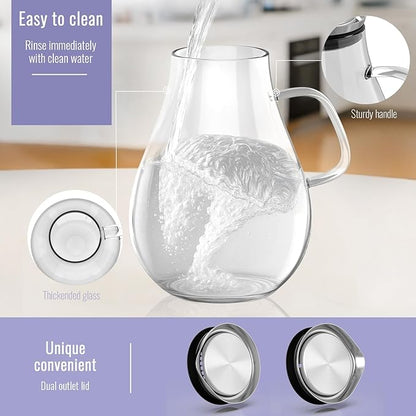 Glass Pitcher With Lid, 2.5 Liter 85 oz Glass Water Pitcher - Image 4