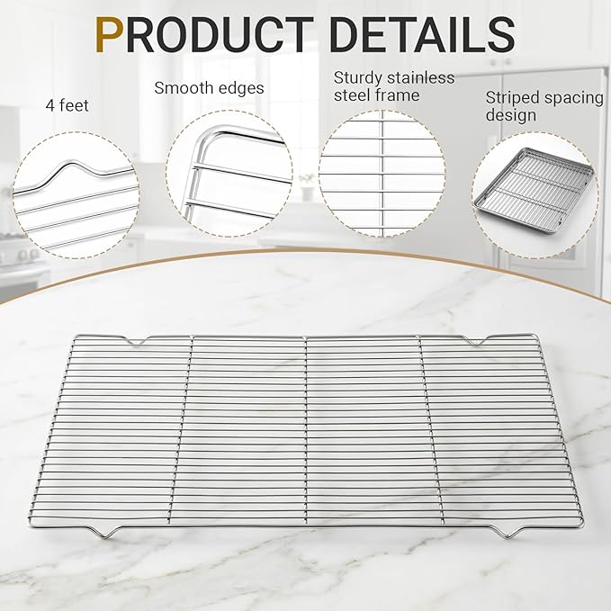 Lounsweer 4 Pcs Cooling Racks, 24L X 16W X 1H Stainless Steel Wire Rack - Image 3