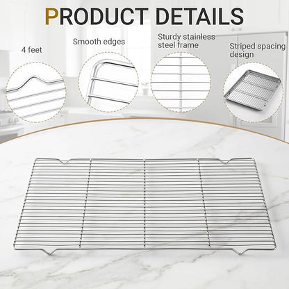 Lounsweer 4 Pcs Cooling Racks, 24L X 16W X 1H Stainless Steel Wire Rack - Image 3