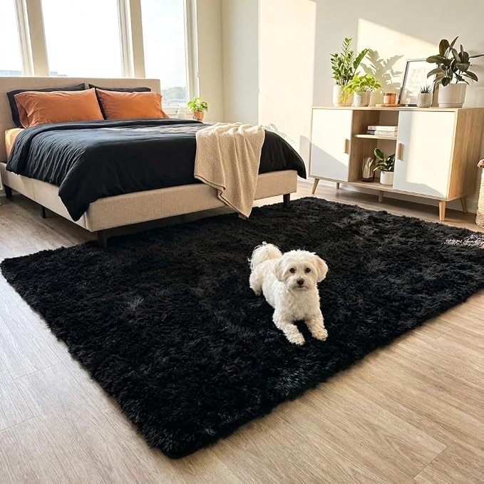 Mugorn Black Area Rugs 10x14 Living Room, Large Fluffy Rugs - Image 7