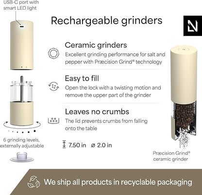 LARS NYSØM Electric Salt and Pepper Grinder Set I Automatic Salt and Pepper - Image 4