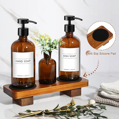 KASUNTING Amber Glass Soap Dispenser - Image 4