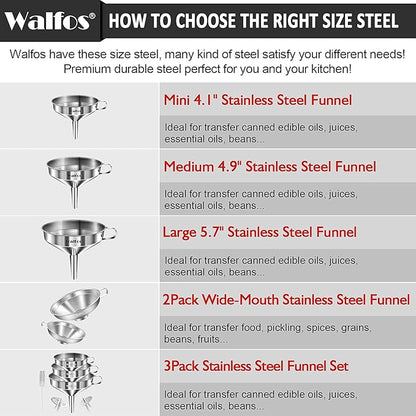 Large Stainless Steel Funnel, Walfos Kitchen Funnel - Image 7
