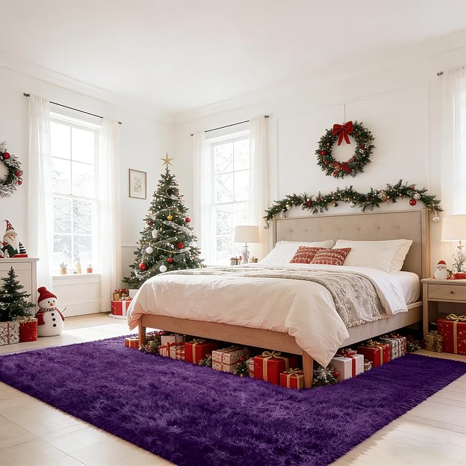 Shag Area Rugs for Bedroom Living Room, 6X9 Ultra Soft Purple Fluffy Area Rugs - Image 2