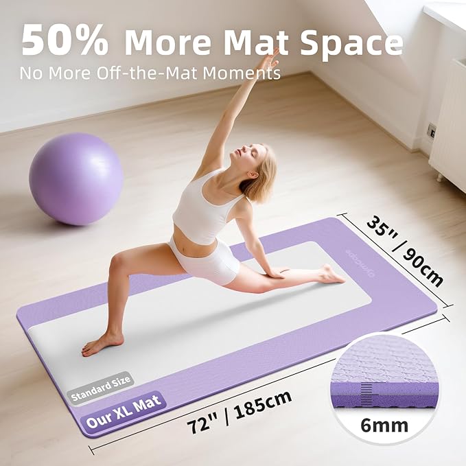 Extra Large Yoga Mat – 72"x48" or 78"x57", 1/4"–1/2" Thick Mat - Image 2