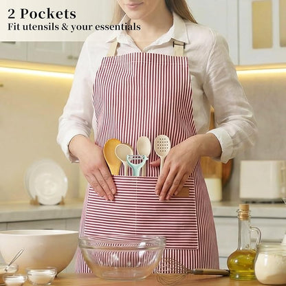2 Pack Cooking Aprons Adjustable Bib Apron - Image 6