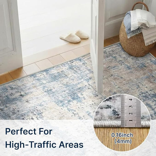 2x6 Rug for Entryway Hallway-No Slip Soft Carpets Modern Abstract Coastal - Image 2