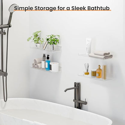 upsimples 4 Pack 15x6 Inches Acrylic Bathroom Shelves - Image 4