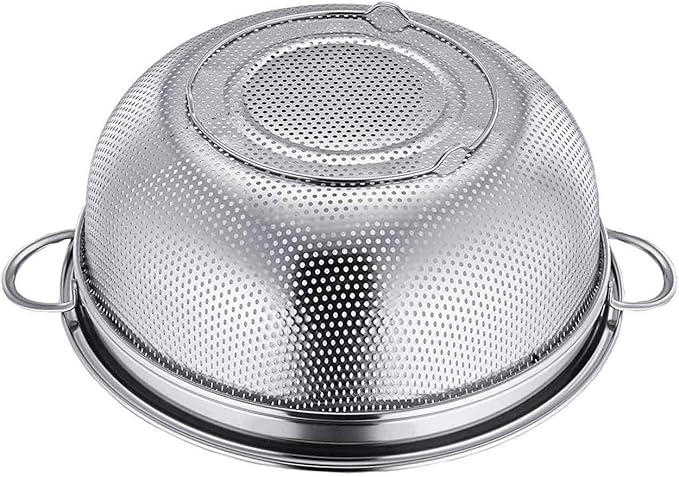 TeamFar Colander, 3qt Colander Strainer Stainless Steel, Solid Handle & - Image 3