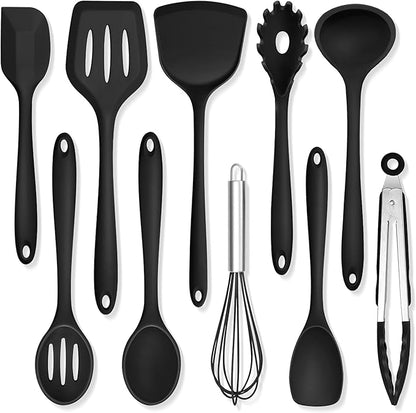TeamFar Silicone Cooking Utensils, 446°F Heat Resistant Kitchen Gadgets Tools by TeamFar
