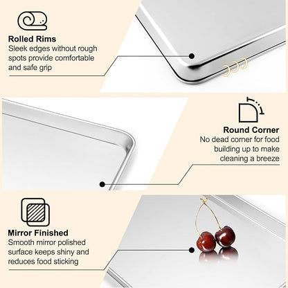TeamFar Baking Sheet with Rack Set, 19.6/16/12.5 Inch Stainless Steel Cookie - Image 3