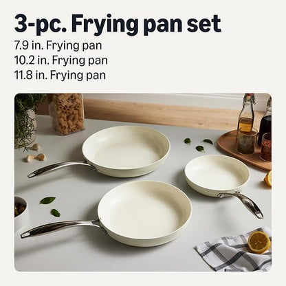 Amazon Basics Ceramic Nonstick Cookware, 3-Piece Frying Pan Set, All Cooktop - Image 2