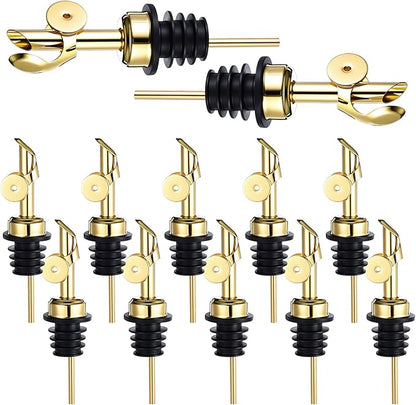 12 Pcs Weighted Stainless Steel Liquor Bottle Pourers Auto Flip Olive Oil by Unknown