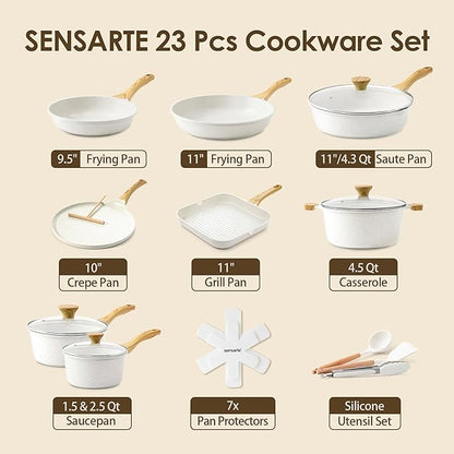SENSARTE Nonstick Ceramic Cookware Set, PFAS & PFOA Free, Non Stick Healthy - Image 2