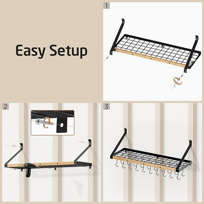 KES Pot Rack Wall Mounted 34 Inch, Pot and Pan Hanging Rack - Image 8