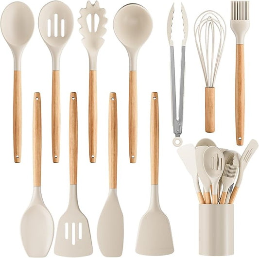 Silicone Cooking Utensil Set, Nonstick 446°F Heat-Resistant Cookware Kitchen by Unknown