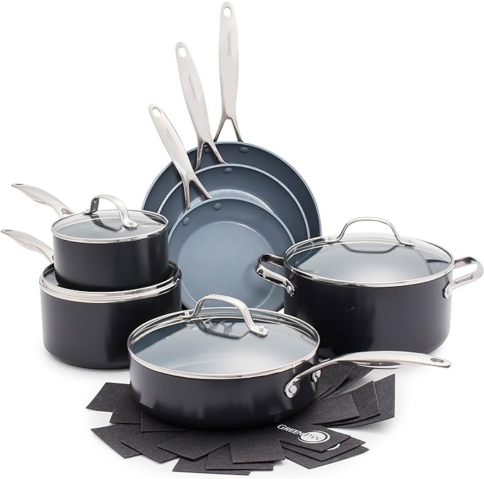 GreenPan Valencia Pro Ceramic Nonstick 11 Piece Cookware Set, Hard Anodized by GreenPan
