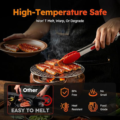 HST Tongs for Cooking with Silicone Tips, Non Stick Kitchen Tongs with Silicone - Image 3